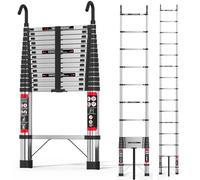 5M Telescopic Ladder with Detachable Hooks Stainless Steel Heavy Duty Extendable Foldable Multi Purpose 16.5ft Ladder, More Sturdy and Durable than Aluminum Ladder