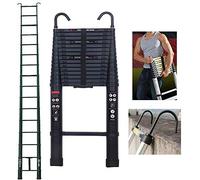 5M Telescoping Ladder with Detachable Hook, Aluminum Telescopic Extension Tall Multi Purpose Loft Ladder, 150 Kg/330 Pound Load Capacity, Black