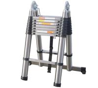 5m Thickened Telescopic Ladder 16.5ft Extendable Ladder Folding A-Frame Ladder Anti Slip with Stabilizer Bar Stainless Steel (2.5M+2.5M), Stronger than others