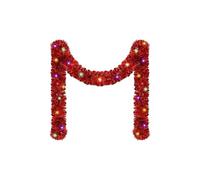 5m Tinsel Garlands Lighted Christmas Tree Decorations, Glitter Metallic Twist with LED Lights Battery Operated, for Xmas New Year Home Outdoor Decor (Red)