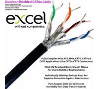 5m to 500m Ethernet Data Cable Cat6a 23AWG Solid U/FTP External 100% Copper lot