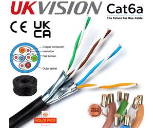5m to 500m Ethernet Data Cable Cat6a 23AWG Solid U/FTP External 100% Copper lot