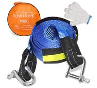 5m Tow Rope,Heavy Duty Tow Strap With Reflective Strips, Car Essential Towing Strap With 2 U-Shaped Carbon Steel Hook,Portable Tow Bar For Cars，Vans, Boat,Camper,Max 8 Tonnes Load Capacity