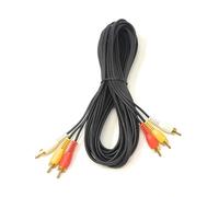 5m Triple 3 x RCA Male to 3 x RCA Male 24K Gold Plated Composite AV Audio Video Cable Compatible with Set-Top Box, Speaker, Amplifier, DVD Player (5m)