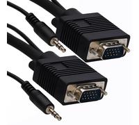 kenable VGA to VGA Cable with 3.5mm Audio Jack Lead for PC Laptop to TV Monitor Connection SVGA HD15 Male to Male Black 5m