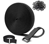 5m x 2cm Adjustable Cable Straps with 25 Buckles, Heavy Duty Cinch Straps Reusable Fastening Cable Ties, Hook and Loop Tidy Wraps Securing Strap for Home and Office Storage