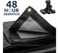 Tarpaulin Extra Heavy Duty Waterproof Cover Tarp Ground Sheet Mesh 250GSM + 6 Free Bungee (5m x 6m)