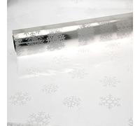 5m x 80cm Large White Snowflake Cellophane Gift Wrap Baskets (FOLDED) Flowers Christmas