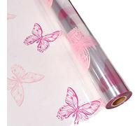 5m x 80cm Pink Butterfly Cellophane Gift Wrap Baskets (FOLDED) Flowers Mother's Day Easter