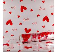 5m x 80cm Valentines Red Hearts Love Cellophane Gift Wrap (FOLDED) Hamper Baskets
