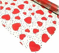 5m x 80cm Valentines Speckled Red Hearts Cellophane Gift Wrap (FOLDED) Hamper Baskets
