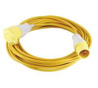 5m Yellow 110v P to S Cable. IP44 Industrial mains hookup for 110V power supply 16 amp Plug to socket coupler connector for building site, generator, transformer etc IP44 outdoor Yellow Arctic cable 16A