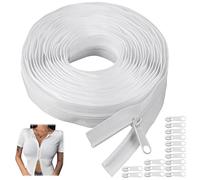 5M Zippers for Sewing,5mm White Heavy Duty Continuous Zip,Zipper Tape