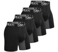 5Mayi 4-Pack Anti Chafe Mens Boxers Shorts Multipack 6 inch with Mesh Panel XL, Black