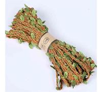 5Meter/lot Natural Jute Twine 5MM Burlap Leaf Ribbon with Artificial Vine Green Leaves for DIY Crafts Wedding Garden Party Decor(Brown)
