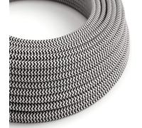 5Meters 3 Core Round Vintage Fabric Braided 0.75mm Flex Flexible Cable Electrical Wire for DIY Lamps Industrial Pendant Lights Lighting Appliances (Black, White)