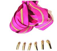 5Meters 3# Gold and Silver Tooth Zipper Roll, 10 Zipper Heads, Suitable for Clothing, Bags, DIY Sewing Accessories,500cm