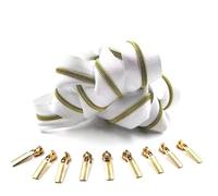 5Meters 3# Gold and Silver Tooth Zipper Roll, 10 Zipper Heads, Suitable for Clothing, Bags, DIY Sewing Accessories,500cm
