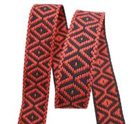 5Meters 38mm Colorful Jacquard Cotton Webbing Ribbon Canvas Straps Bag Shoulder Strap Clothing Band Sewing Accessorie(RD825-BlackRed)