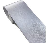 5Meters Brushed Imitation Metal Stickers Self-Adhesive Baseboard Wall Borders Door Frame Window Frame Decoration Stainless Steel Frame Stickers Border (Silver)