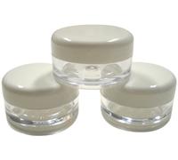 5ml Empty Plastic Cosmetic Jars x 100 CLEAR with WHITE Lids for Creams/Sample/Make-Up/Glitter Storage