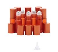 5ml Frosted Glass Roll On Bottles,Empty Portable Essential Oil Glass Roller Bottle With Stainless Steel Roller Balls Perfume Roll-On Bottle, Orange