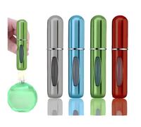 5ml Leakproof Metal Perfume Atomiser Bottle - Premium Travel Spray with Bottom-Fill, 4 Vibrant Colours (Gloss Red/Green/Blue/Grey) for Gym, Travel & Daily Use