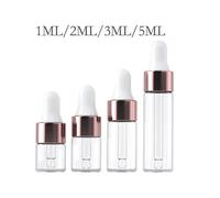 (5ml, One size) 100pcs/Pack 1ml 2ml 3ml 5ml Dropper Bottle Empty Rose Gold Essential Oils Bottles Glass Vials Dropper Refillable Clear