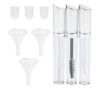 5ml Pack 3 | Transparent Empty Mascara Tubes & Lip Gloss Vials with Funnels - Acrylic | Refillable Containers for Eyelash Cream | 3pcs Set