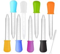 5ml Silicone Pipettes Dropper, 8Pcs Plastic Droppers Clear Droppers with 1 Cleaning Brush, Transfer Droppers for Candy, Fondant Molds and Wax Melts