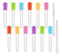 5ml Silicone Pipettes Dropper, Plastic Liquid Transfer Dispenser Pipettes with Clean Brush for Candy Gummy Molds, Pet, Plant, Pack of 12