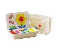 5ml Wooden Pattern Puzzle With 256pcs Tangram Puzzles Tangram Educational Geometric Shapes Puzzle (White, 30x20x5cm)