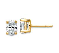 5mm 14ct Yellow Gold 1 Weight in Carat Lab Grown Diamond VS+ F+ Oval 4 Prong Heavy Weight Earrings 7x5mm Wide Stud Earring for Women