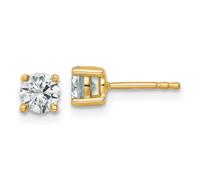 5mm 14ct Yellow Gold 3/4 Weight in Carat Lab Grown Diamond VS+ F+ Round 4 Prong Heavy Weight Earrings 5x5mm Wide Stud Earring for Women