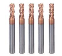 5mm 4 Flutes Nano Coating Spiral End Mill, Tungsten Steel CNC Milling Cutter Bit, Multi - Layer Composite Nano - Coating for High Wear Resistance, 35° Spiral Angle for Smooth Cutti (5PCS)