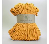 5mm Braided Macrame Cord Rope by Jolly Good Yarn, Soft Recycled Cotton, 100m (500g), Wall & Plant Hangers, Textile Jewellery, Decorations (Shaldon Yellow)