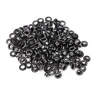 5mm Brass Eyelets 100pcs | Double Sided Rivets for Leather Craft & Repair | Metal Grommets for Belts/Shoes/Bags/Hats | DIY Reinforcement Rings, Silver Gold Bronze (Silver Black)