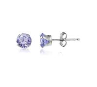 5MM Classic Brilliant Round Cut Cubic Zirconia (CZ) Sterling Silver Solitaire Stud Earrings/Ear Studs for Women Ladies Girls - Birthstone Earrings - LAVENDER. 5-LAVE