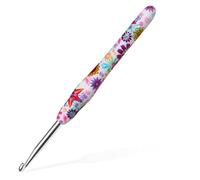 5mm Crochet Hook, Aeelike Ergonomic Soft Rubber Grip Crochet Hook for Arthritic Hands and Beginners, Pretty Floral Pattern Metal Crochet Needle 5mm