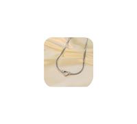 5mm Cuban Link Chain Necklace Simple Hollow Heart Dainty Figaro Chains 14K Gold Plating Stainless Steel Titanium Steel for Women Men Flat Snake Chain Choker Solid Shiny Chunky Necklace (Silver)
