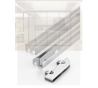 5mm Double Track Sliding Glass Door Kit, Aluminum Alloy Rail System with Slide Pulley for Smooth Operation, 50 cm Length, Ideal for Home Renovation and Modern Interiors