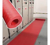 5mm Electrical Insulation Safety Mat, Heavy Duty Rubber Insulated Mat Roll, Non Slip Switchboard Matting, Commercial High Voltage Insulating Mat(Red,1mx6m(3.3ftx19.7ft))