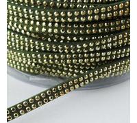 5mm Faux Suede Leather Thong Stud Trim Gold Silver Braid Metal Buy 1 2 4m 914D, Khaki Olive Green Gold, 1 Metre