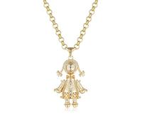 5mm Gold 3D Rag Doll Pendant Necklace With Clear Stones, 22-Inch, 46g, Gold Plated - Bling King London