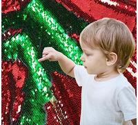 5mm Hign Density Sensory Wall Sequin Flip Fabric for Kids, Reversible Sequin Fabric by The Yard Mermaid Fabric Sequins Sensory Graffiti Fabric for Toddlers (2 yd, Red to Green)
