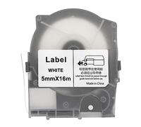 5mm Label Tape Clear Print, Self Adhesive Label Maker Tape Replacement for MAX LM 550A - Even Inking, Durable PET Material, Multipurpose Use for Cables and More (White)