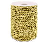5mm Macrame Cord, 60 Feet Thick Twisted Cord Trim Rope for Curtain Tieback, Gift Bags Rope Handles, Handbags Handles and DIY Craft Making (Gold)