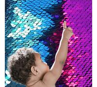 5MM Not Falling Sensory Wall for Kids Sequin Flip High Density Reversible Graffiti Mermaid Fabric by The Yard - Purple to Blue, 50" x 36" (1yd)