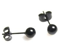 5mm Pair BLACK small round Ball Surgical Stainless Steel Mens Womens Unisex Upper Ear Earrings Studs Butterfly Back
