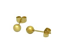 5mm Pair GOLD Ball small round Surgical Stainless Steel Mens Womens Unisex Upper Ear Earrings Studs Butterfly Back